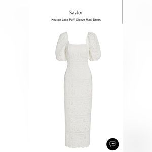 Saylor White Lace Puff-Sleeve Maxi Dress